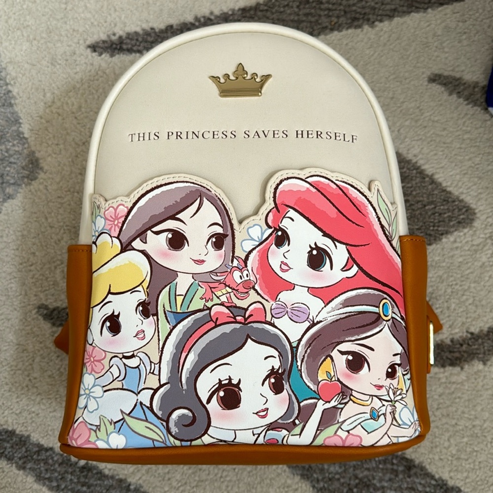 Loungefly Disney Princess Chibi mini backpack This Princess saves herself NWT